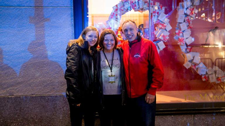 Ava, Angie and Graig Eichler pose for a picture at the Rockefeller Center Christmas tree lighting ceremony on Wednesday, Nov. 30, 2016. This year's tree came from the upstate Oneonta family's backyard.