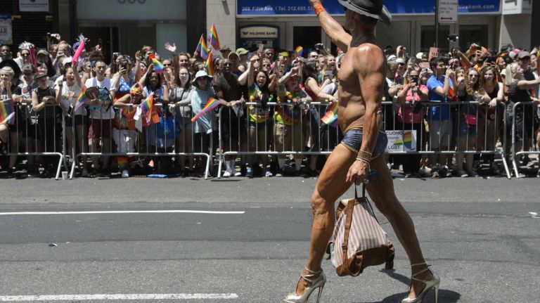 NYC Pride March 2016: See photos of the annual march to commemorate the Stonewall riots 99 Participants march in the 46th annual New York City Pride March on Fifth Avenue in Manhattan on Sunday, June 26, 2016. This year's Pride parade pays tribute to the 49 killed in the shooting at a gay nightclub in Orlando, Florida, two weeks ago on June 12.