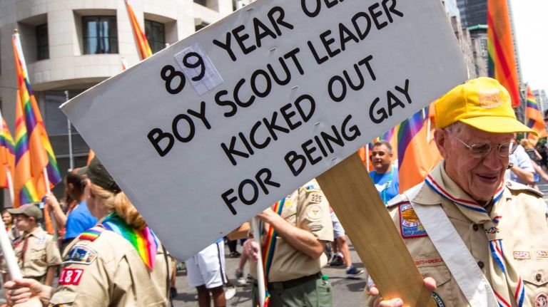 NYC Pride March 2016: See photos of the annual march to commemorate the Stonewall riots 120 Boy Scouts were among the paradegoers who marched in the 46th annual New York City Pride March on Fifth Avenue in Manhattan on Sunday, June 26, 2016. This year's Pride parade pays tribute to the 49 killed in the shooting at a gay nightclub in Orlando, Florida, two weeks ago on June 12.