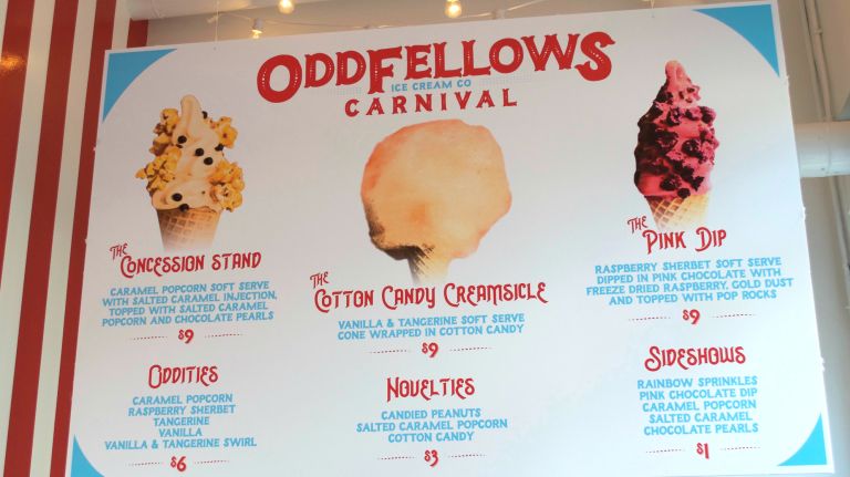 You can order one of OddFellow's three special concoctions, each $9, or you can design your own soft serve cone.