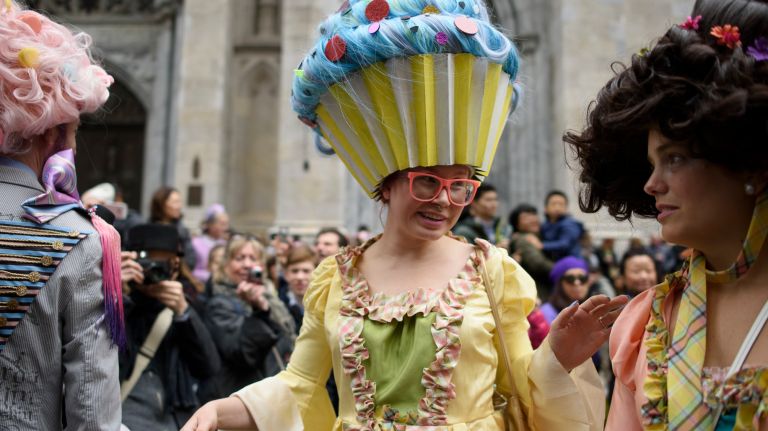 One woman's bonnet was a large cupcake.