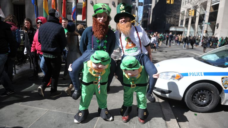 Revelers enjoy the St. Patrick's Day parade on Fifth Avenue in Manhattan Friday, March 17, 2017.