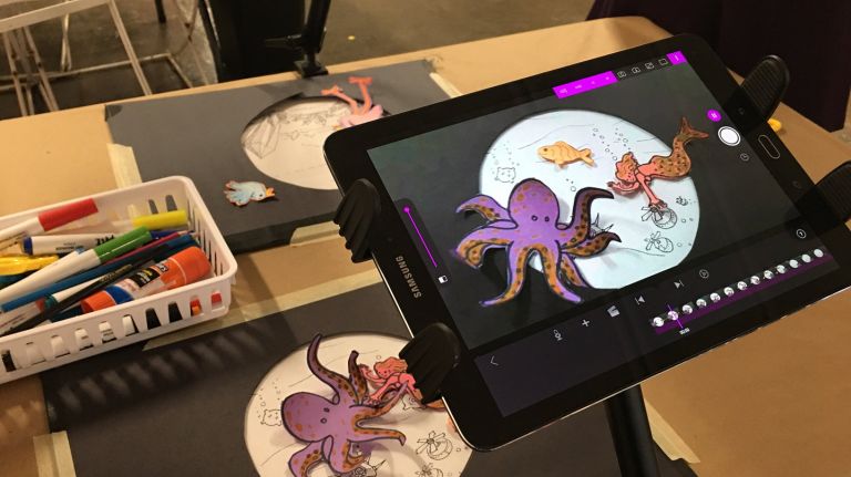 ARTech's make your own stop-motion video  station is just one of the STEAM-focused activities at the pop-up.