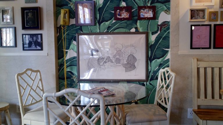 'Golden Girls' cafe Rue La Rue has soft opening in Washington Heights 19 The space will transport you to the Miami house the women shared. There's wicker furniture, banana leaf wallpaper and even the yellow phone used on the set of the show.