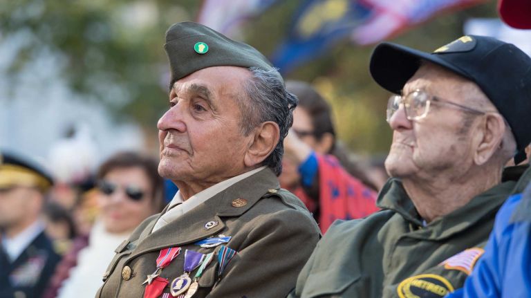 The New York City Veterans Day Parade, also known as America's Parade, on Nov. 11, 2016, marched up Fifth Avenue after a wreath was placed at the Eternal Light Monument at Madison Square Park on 26th St.