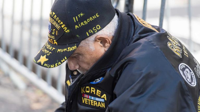 The New York City Veterans Day Parade, also known as America's Parade, on Nov. 11, 2016, marched up Fifth Avenue after a wreath was placed at the Eternal Light Monument at Madison Square Park on 26th St.