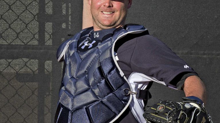 Yankees catcher Brian McCann works out at Steinbrenner Field on Feb. 17, 2014.