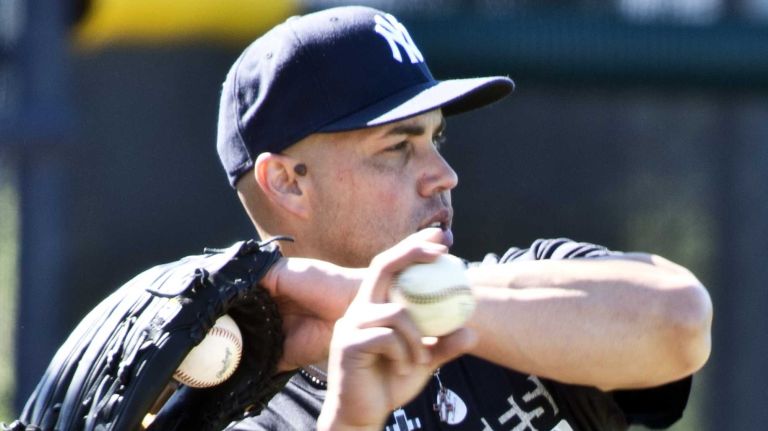 Carlos Beltran works out at the team's minor league facility in Tampa on Feb. 17, 2014.