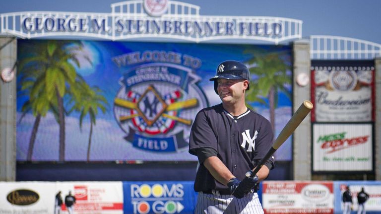 Yankees' Brian McCann works out at Steinbrenner Field on the morning of Feb. 15, 2014.