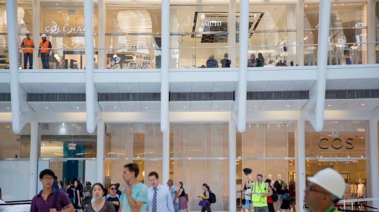 Oculus shopping mall at WTC, with Eataly, Apple Store and more, debuts Tuesday 16 People walk through the Oculus shopping mall on Aug. 15, 2016, one day ahead its grand opening.