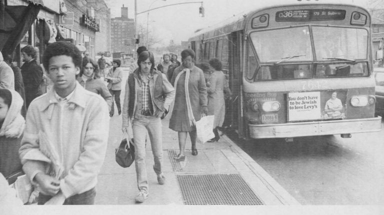 Old NYC bus photos: Take a drive down the streets of NYC history 21 Commuters get off of the Q36 bus and head toward the subway at Hillside Avenue and 180th Street in Jamaica, Queens, on Dec. 15, 1980.