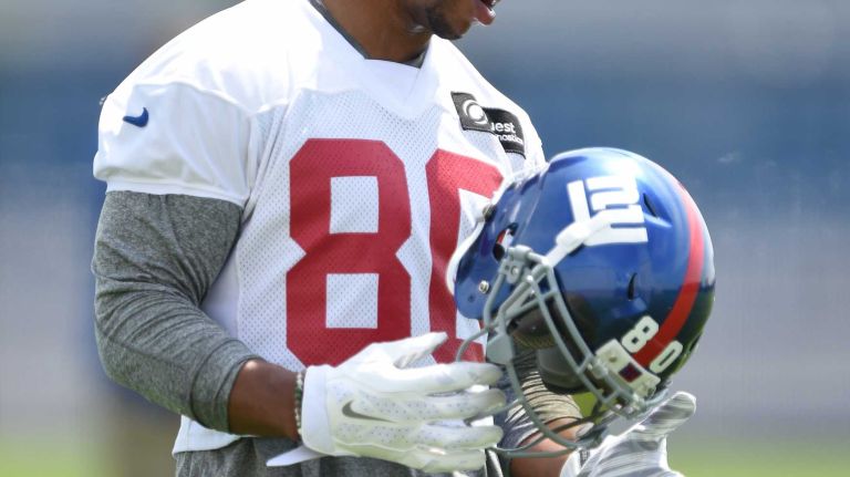 New York Giants wide receiver Victor Cruz is seen during the Giants Organized Team Activities at Quest Diagnostics Training Center on Wednesday, June 1, 2016.
