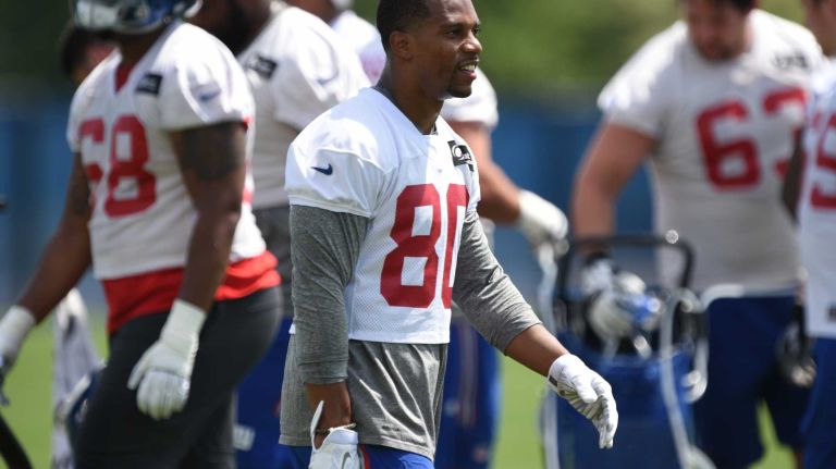 New York Giants wide receiver Victor Cruz is seen during the Giants Organized Team Activities at Quest Diagnostics Training Center on Wednesday, June 1, 2016.