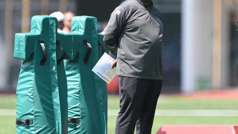 New York Jets head coach Todd Bowles observes his players during Organized Team Activities at the Jets Training Center on Wednesday, May 25, 2016.