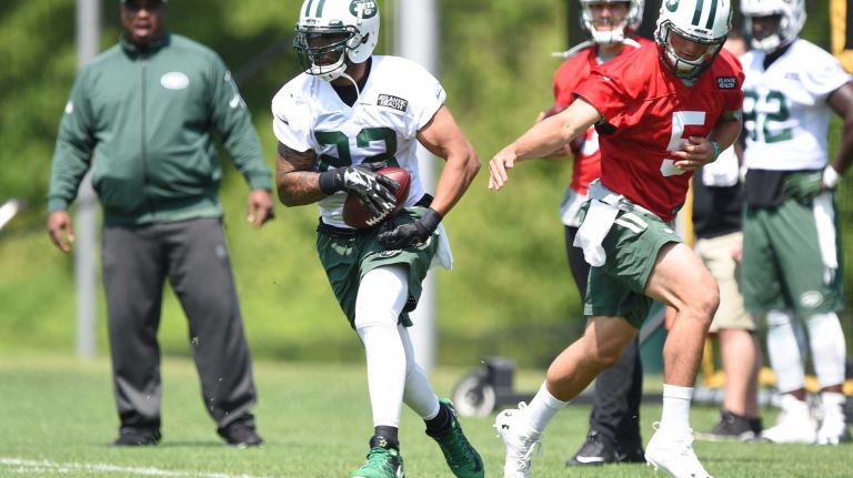 during Organized Team Activities at the Jets Training Center on Wednesday, May 25, 2016.