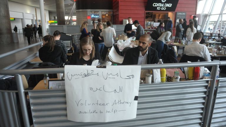 Lawyers joined forces at Kennedy Airport this weekend to assist travelers and families of detained people impacted by President Donald Trump executive order.