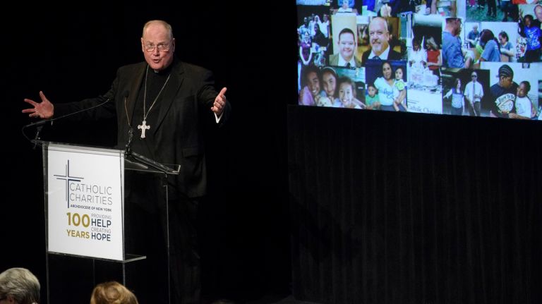 Will Cardinal Timothy Dolan be able to fight Donald Trump’s executive orders on refugees? 1 Timothy Cardinal Dolan delivers remarks during a luncheon celebrating the 100th anniversary of Catholic Charities of New York at Studio 8H in the NBC studios at 30 Rockefeller Plaza in Manhattan on Sunday, Jan. 29, 2017.