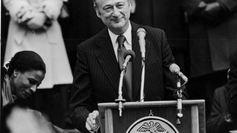 Bronx-born Mayor Edward Koch at his first inauguration at City Hall in Manhattan on Jan. 1, 1978. Koch would go on to serve three terms as mayor, losing his bid for a fourth term in 1989. He was famous for asking constituents 