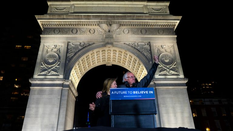 Bernie Sanders held a rally in Washington Square Park on April 13, 2016.