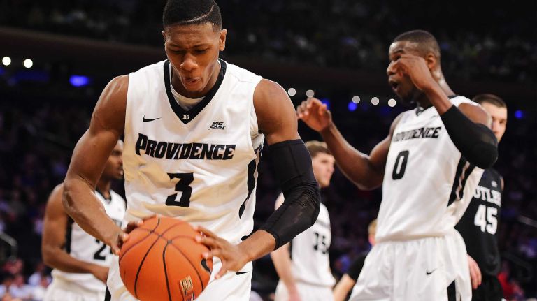 Providence guard Kris Dunn (3) reacts to a call against Butler during the Big East Tournament at Madison Square Garden in New York, New York on Thursday, Mar 10, 2016. Big East Basketball Tournament between #5 Butler and #4 Providence.