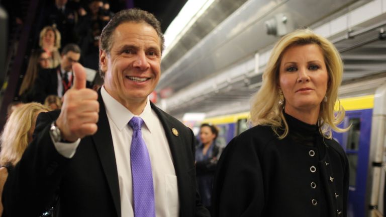 Gov. Andrew M. Cuomo, with partner Sandra Lee, took elected officials and other guests on the inaugural subway ride under Second Avenue on Saturday, Dec. 31, 2016.