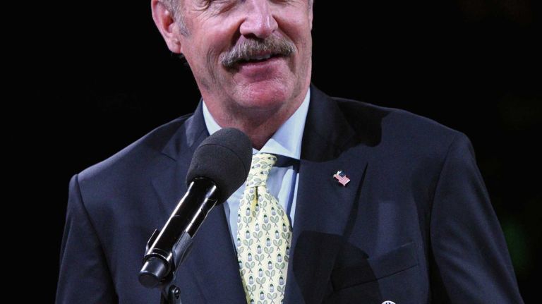 International Tennis Hall of Fame President Stan Smith speaks during the 9th annual BNP Paribas Showdown at Madison Square Garden on Tuesday, March 8, 2016.