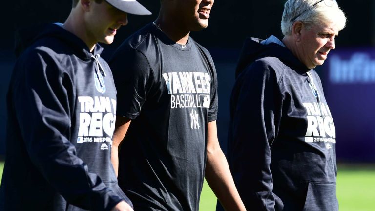 New York Yankees spring training 2016 156 New York Yankees' Ivan Nova, center, works out during the first day of spring training at George M. Steinbrenner Field in Tampa Fla. on Thursday, Feb. 18, 2016.