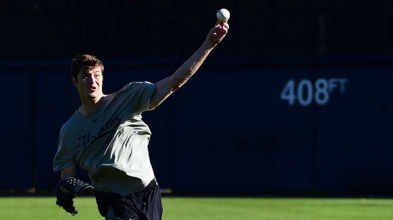 New York Yankees spring training 2016 157 New York Yankees' Andrew Miller works out during the first day of spring training at George M. Steinbrenner Field in Tampa Fla. on Thursday, Feb. 18, 2016.