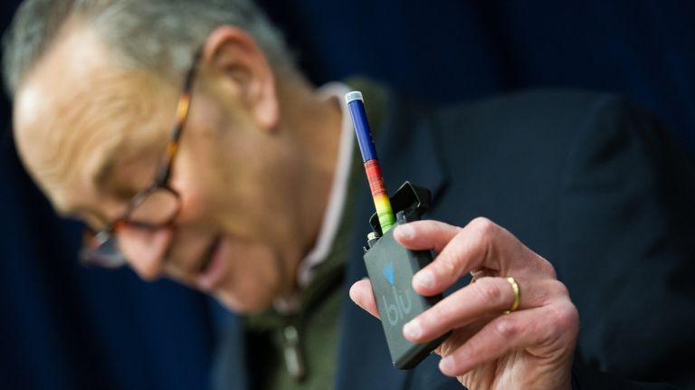 Chuck Schumer called on the Food and Drug Administration to consider issuing recalls on e-cigarette batteries and devices that have caught fire and exploded, injuring dozens of users.