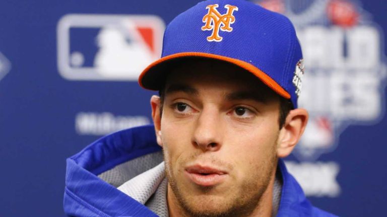 New York Mets starting pitcher Steven Matz speaks to media before Game 3 of the World Series against the Kansas City Royals at Citi Field on Friday, Oct. 30, 2015.