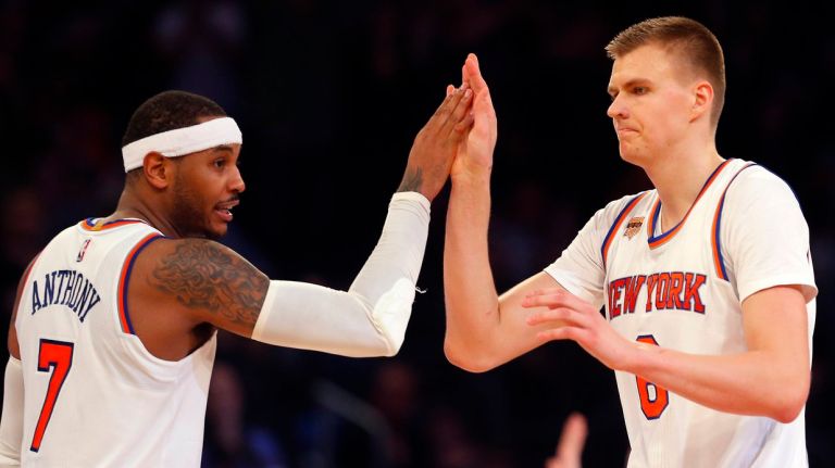 Carmelo Anthony and Kristaps Porzingis each average more than 20 points.