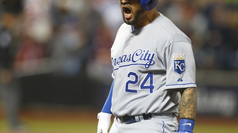 World Series Game 5: Mets vs. Royals 107 Kansas City Royals shortstop Christian Colon (24) reacts after hitting the go-ahead run in the 12th inning during Game 5 of the World Series against the New York Mets at Citi Field on Sunday, Nov. 1, 2015.