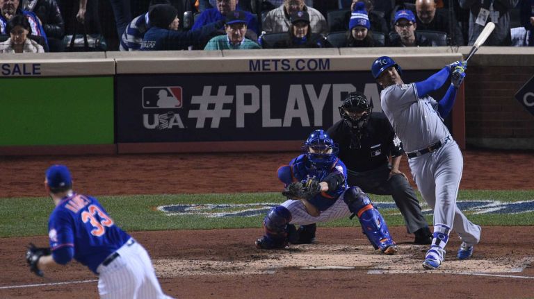 World Series Game 5: Mets vs. Royals 152 Kansas City Royals catcher Salvador Perez strikes out swinging during the fifth inning of Game 5 of the World Series against the New York Mets at Citi Field on Sunday, Nov. 1, 2015.