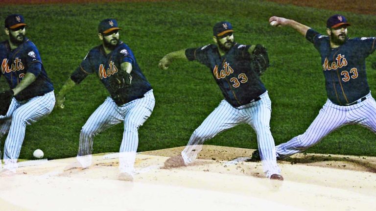 World Series Game 5: Mets vs. Royals 153 A multiple-exposure shot of New York Mets starting pitcher Matt Harvey (33) pitching in the first inning during Game 5 of the World Series against the Kansas City Royals at Citi Field on Sunday, Nov. 1, 2015.