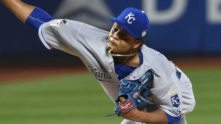World Series Game 5: Mets vs. Royals 155 Kansas City Royals starting pitcher Edinson Volquez (36) delivers the pitch in the third inning during Game 5 of the World Series against the New York Mets at Citi Field on Sunday, Nov. 1, 2015.