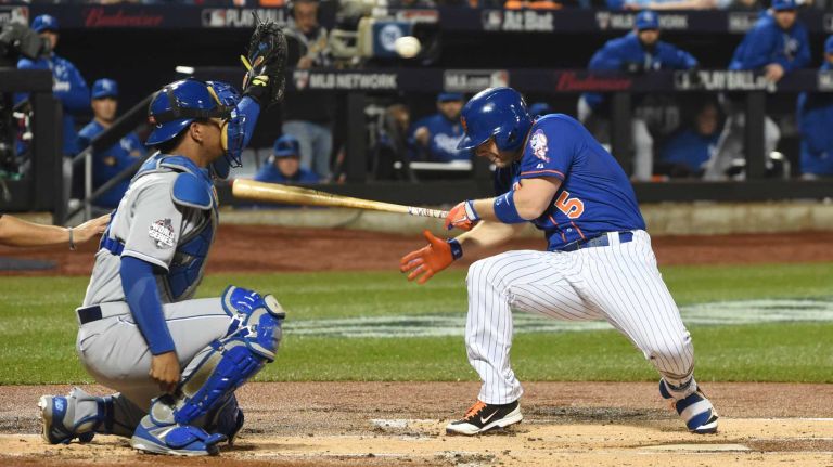 World Series Game 5: Mets vs. Royals 180 New York Mets third baseman David Wright (5) gets out of the way of the pitch in the first inning during Game 5 of the World Series against the Kansas City Royals at Citi Field on Sunday, Nov. 1, 2015.