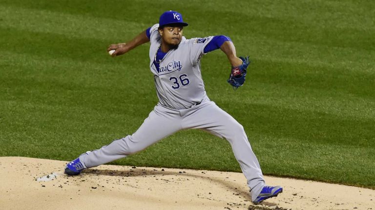 World Series Game 5: Mets vs. Royals 182 Kansas City Royals starting pitcher Edinson Volquez (36) delivers the pitch in the first inning during Game 5 of the World Series against the New York Mets at Citi Field on Sunday, Nov. 1, 2015.