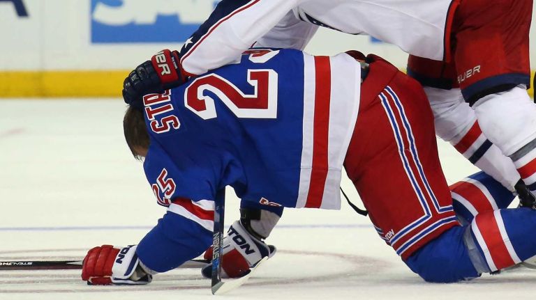 Rangers fights in 2015-16 NHL season 19 Nick Foligno of the Columbus Blue Jackets hits Viktor Stalberg #25 of the New York Rangers during the third period at Madison Square Garden on October 10, 2015 in New York City.