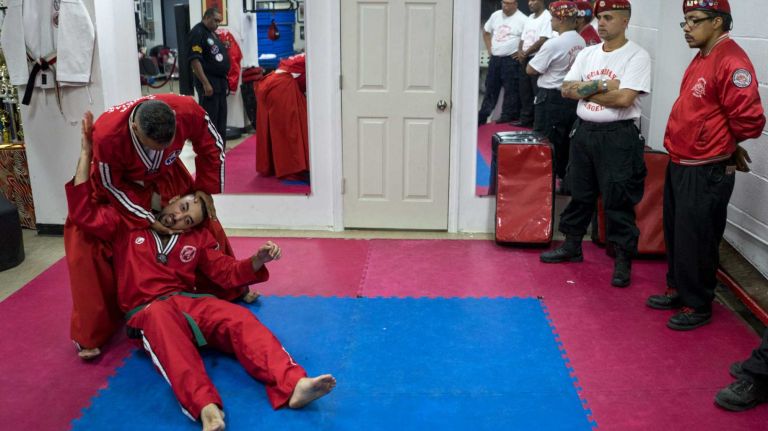 Josiris Hernandez, 24, a member of the Guardian Angels, is 