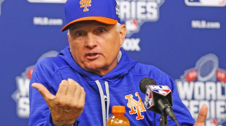 New York Mets manager Terry Collins (10) speaks to media before Game 4 of the World Series against the Kansas City Royals at Citi Field on Saturday, Oct. 31, 2015.