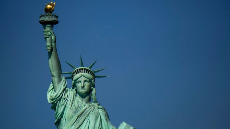 Finding undecided voters in New York City is hard. Unless you go where real New Yorkers don't go: The Statue of Liberty.