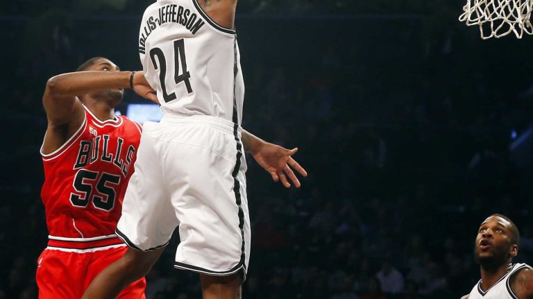 Nets vs. Bulls 31 Rondae Hollis-Jefferson #24 of the Brooklyn Nets goes to the hoop for a basket in the first half against the Chicago Bulls at Barclays Center on Wednesday, Oct. 28, 2015 in Brooklyn, New York.