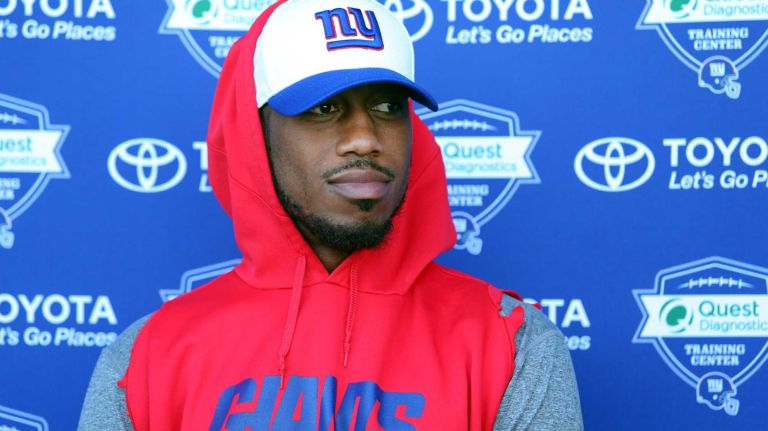 New York Giants wide receiver Rueben Randle speaks to the media during training camp at the Quest Diagnostics Training Center in East Rutherford, N.J., on Sunday, Aug. 2, 2015.