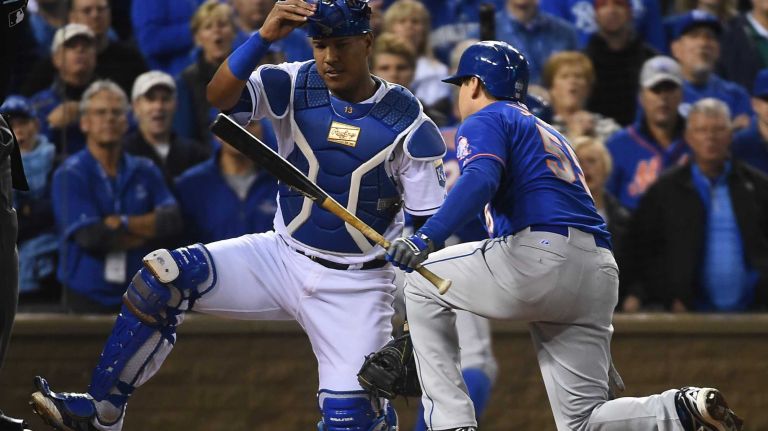 World Series Game 1: Mets vs. Royals 114 New York Mets second baseman Kelly Johnson (55) is hot by pitch in third inning during Game 1 of the World Series against the Kansas City Royals at Kauffman Stadium on Tuesday, Oct. 27, 2015.