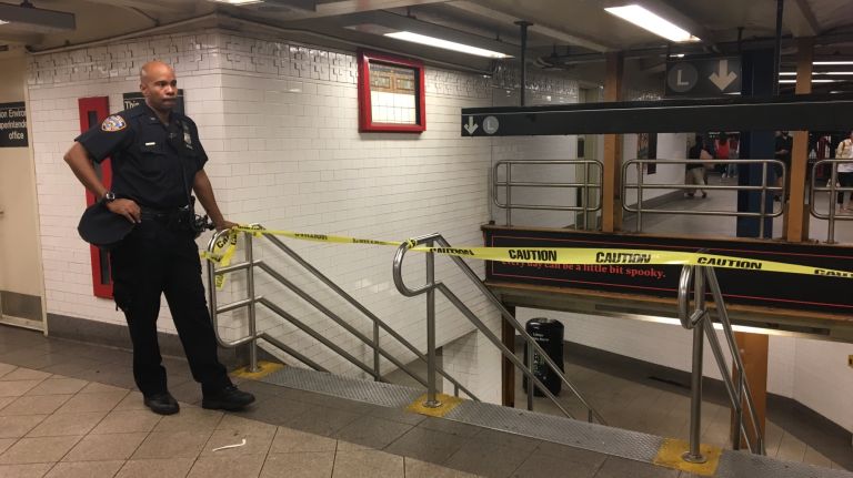 The L train was suspended between Manhattan and Brooklyn after a woman was struck by a train on Wednesday, Oct. 19, 2016, officials said. Train service has since resumed, the MTA said.