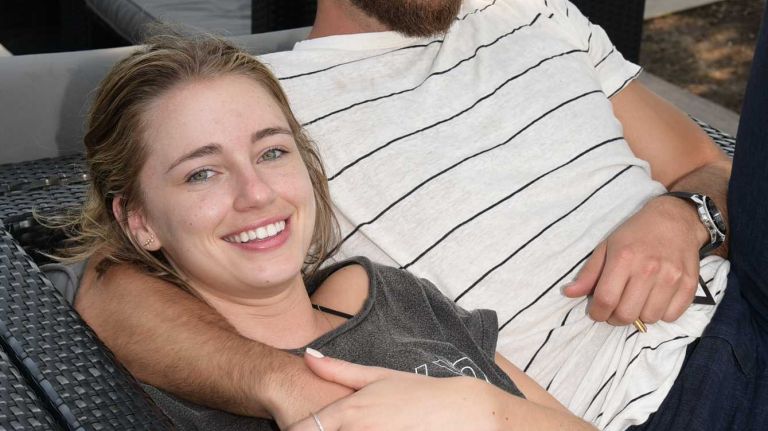 Emily Babich and Tyler Rowe enjoy the music at the Jazz and Bossa Nova Brunch with Marcello and Ludmilla at Sole East on July 5, 2015 in Montauk. 