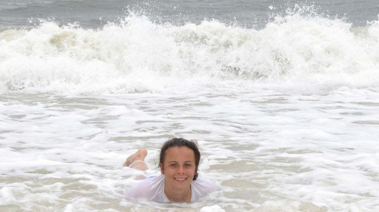 Caroline Miani enjoys the water at Flying Point Beach in Water Mill, Saturday July 4th, 2015.