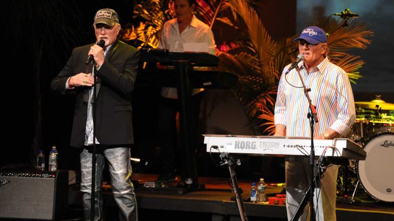 The Beach Boys' Mike Love and Bruce Johnston perform at Guild Hall on July 3, 2015 in East Hampton.
