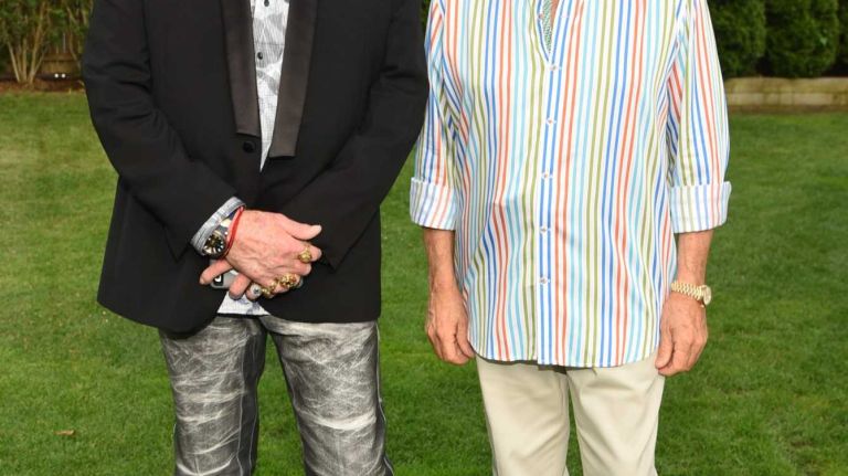 Mike Love and Bruce Johnston of the Beach Boys pose before their concert at Guild Hall on July 3, 2015 in East Hampton.