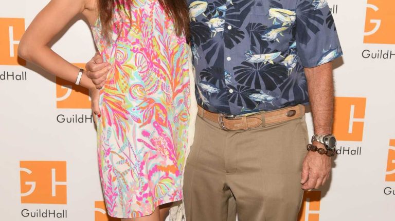 Kathy Qian and Andy Sabin attend The Beach Boys concert featuring Mike Love and Bruce Johnston at Guild Hall on July 3, 2015 in East Hampton.